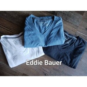 3 Eddie Bauer Legend Wash Short Sleeve V Neck T Shirts XL